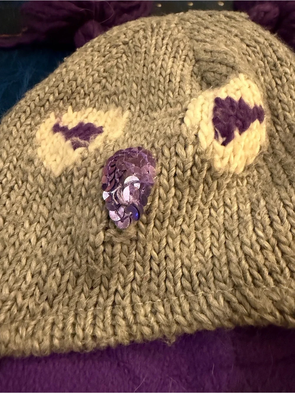 Purple & Gray Kids Knit Earflap Hat - Cozy Winter Accessory